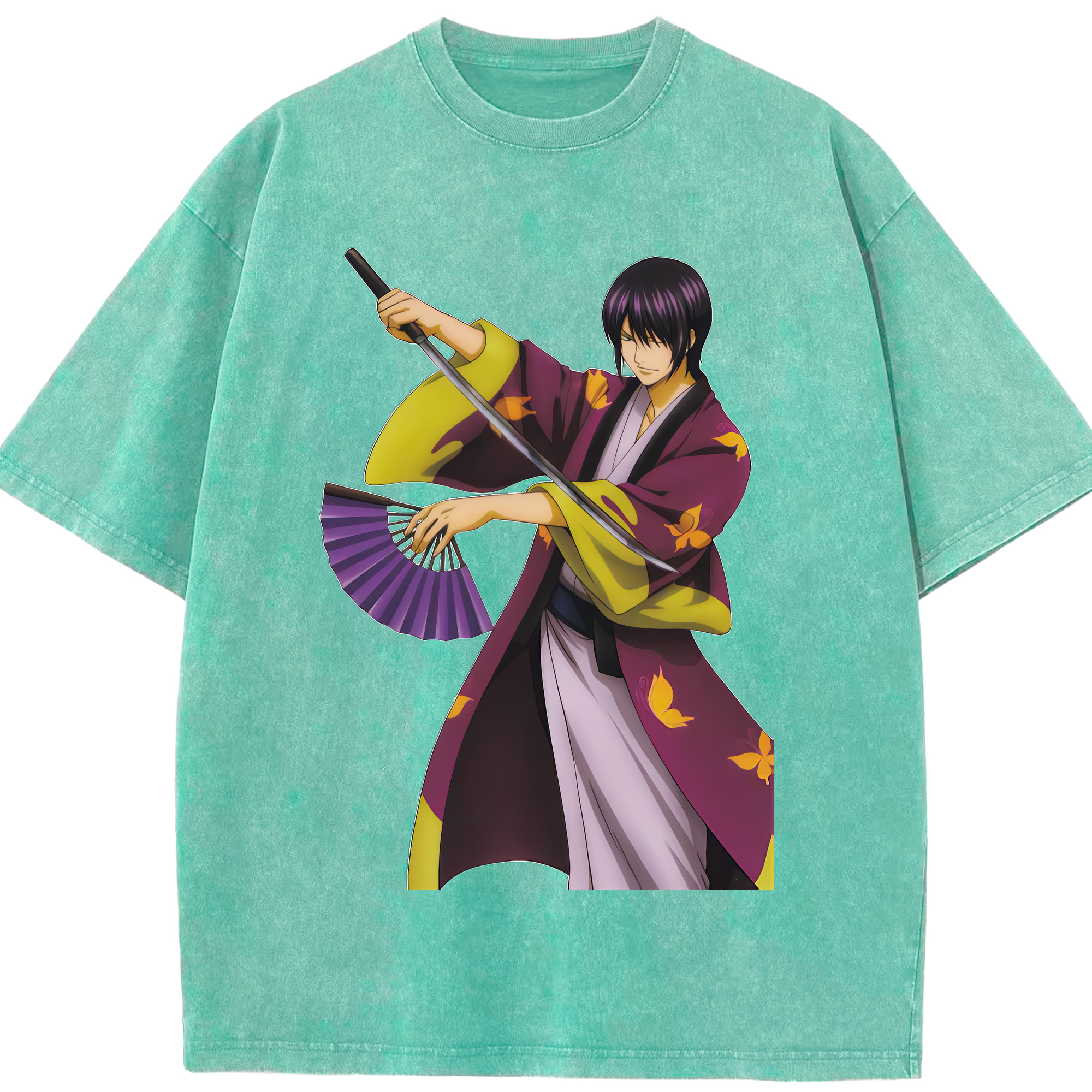 （画像用） ぎんたま 坂田銀時（さかたぎんとき） 神楽 志村新八（しむら しんぱち） GINTAMA Sakata Gintoki Kagura Shimura Shinpachi 綿100% ヴィンテージ風 半袖Tシャツ（フロントプリント）